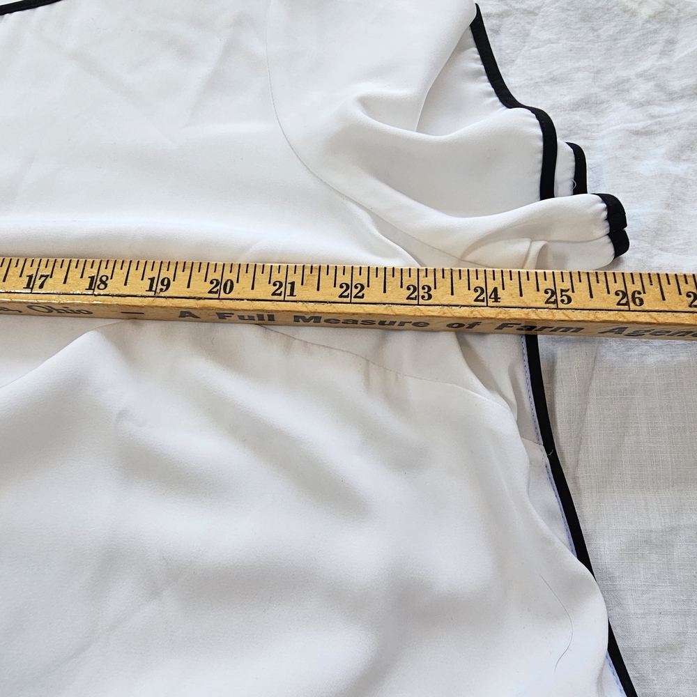 Women's White Top with Black Trim - Picture 6 of 7